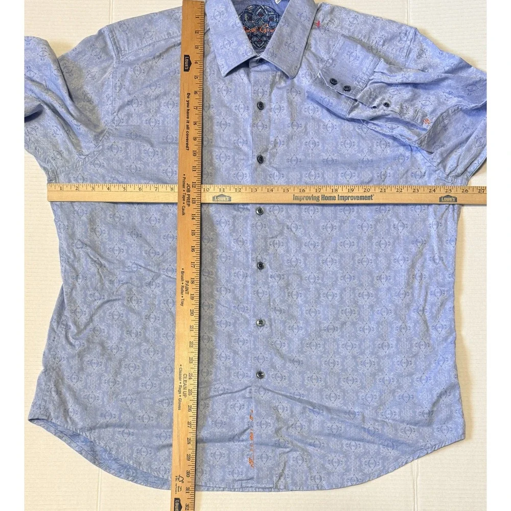 ROBERT GRAHAM - Men's Shirt - Blue Paisley Jacquard Long Sleeve Button - 2XL